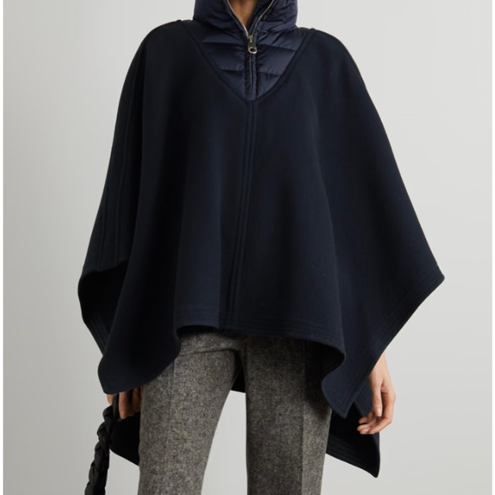 Chloé Quilted Shell-Paneled Wool-Blend Poncho Coat
